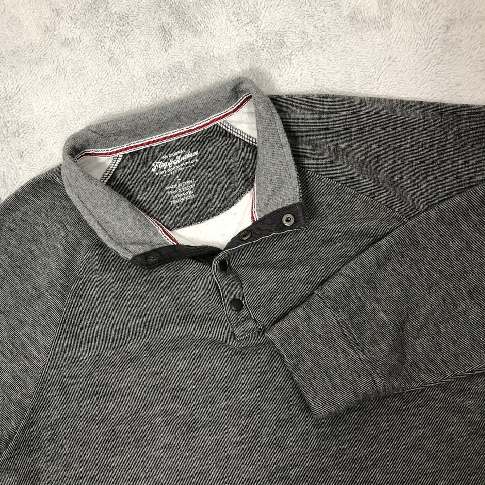 Flag & Anthem Henley Pullover Men's Large Grey Snap Mock Neck COREKT1480